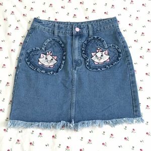 SOLD Lazy Oaf x Disney Marie Denim Skirt
